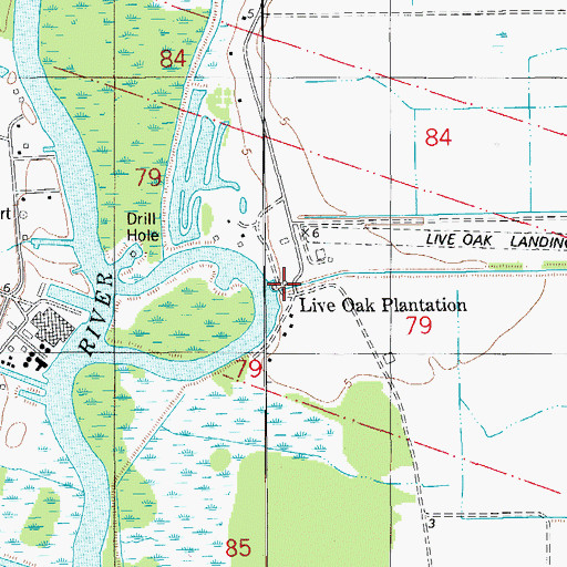 Topographic Map of Live Oak Plantation, LA