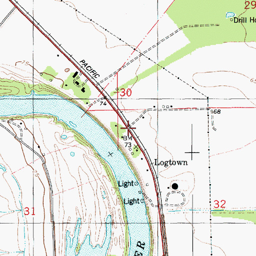 Topographic Map of Logtown, LA