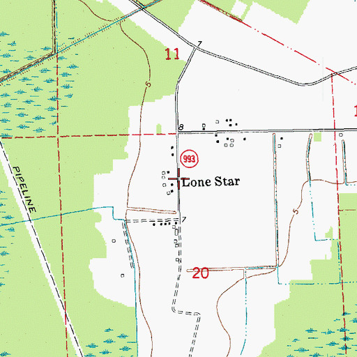 Topographic Map of Lone Star, LA