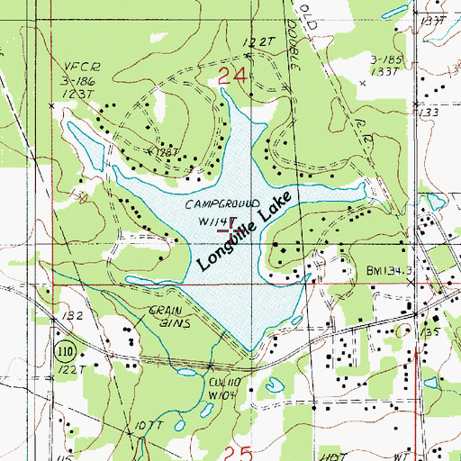 Topographic Map of Longville Lake, LA