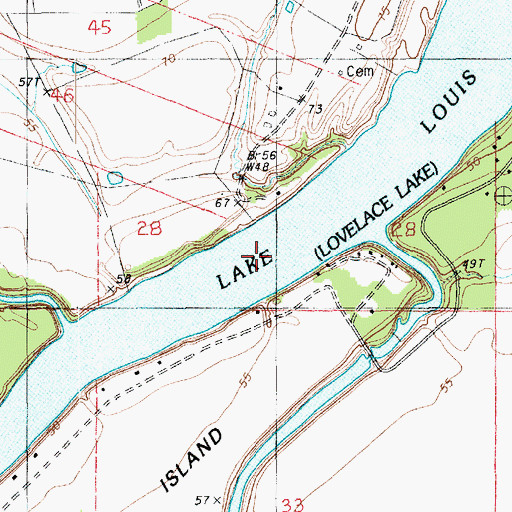 Topographic Map of Lovelace Lake, LA