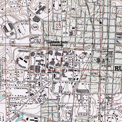 Topographic Map of Louisiana Technical University, LA
