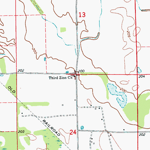 Topographic Map of Third Zion Church, AR