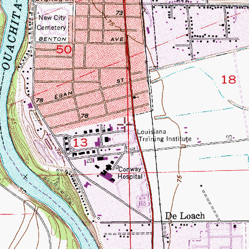 Topographic Map of Louisiana Training Institute, LA
