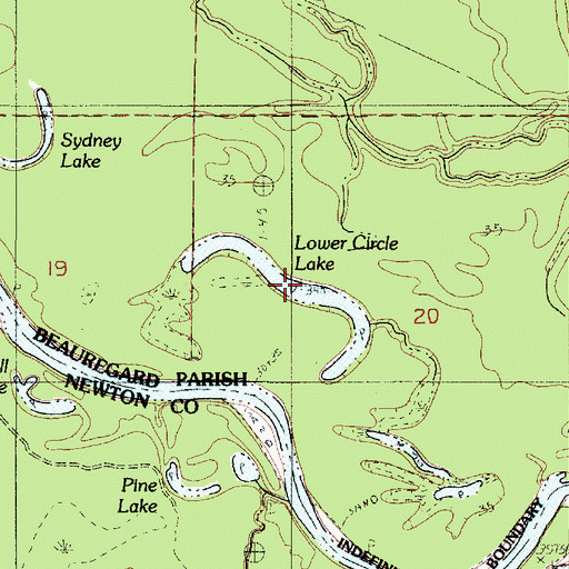 Topographic Map of Lower Circle Lake, LA