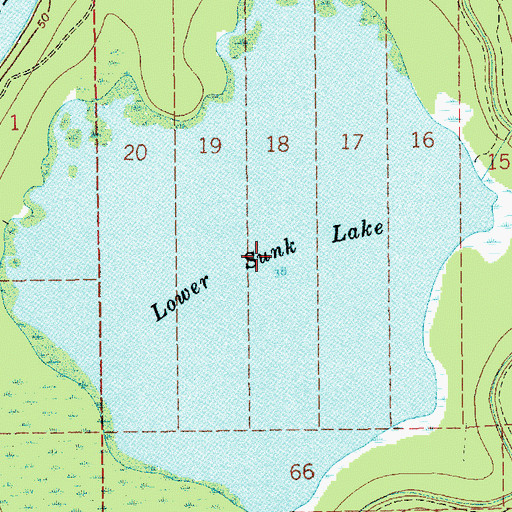 Topographic Map of Lower Sunk Lake, LA