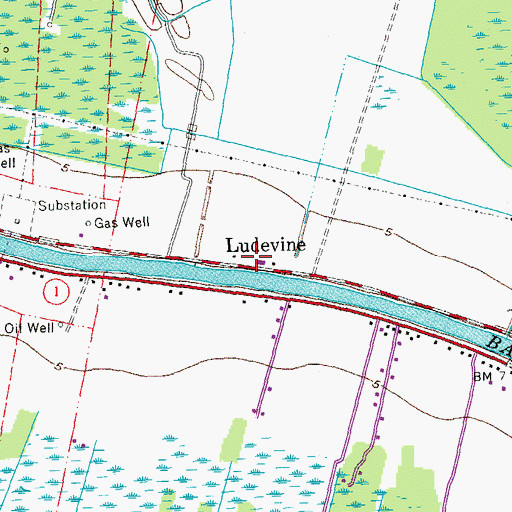 Topographic Map of Ludevine, LA