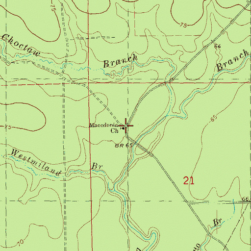 Topographic Map of Macedonia Baptist Church, LA