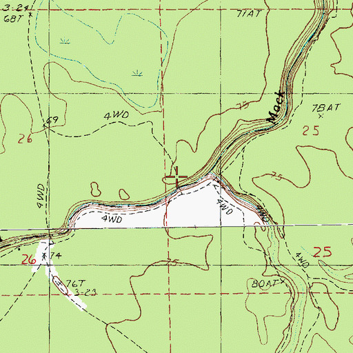 Topographic Map of Mack Bayou, LA