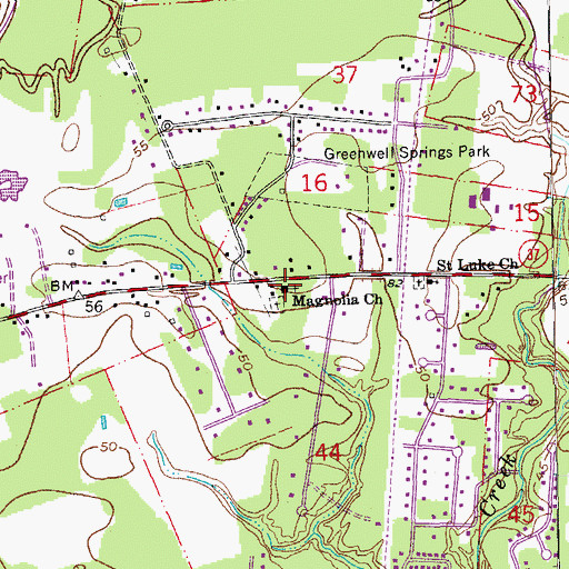 Topographic Map of Magnolia United Methodist Church, LA