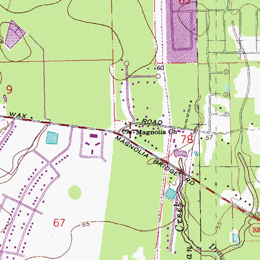 Topographic Map of Magnolia Church, LA