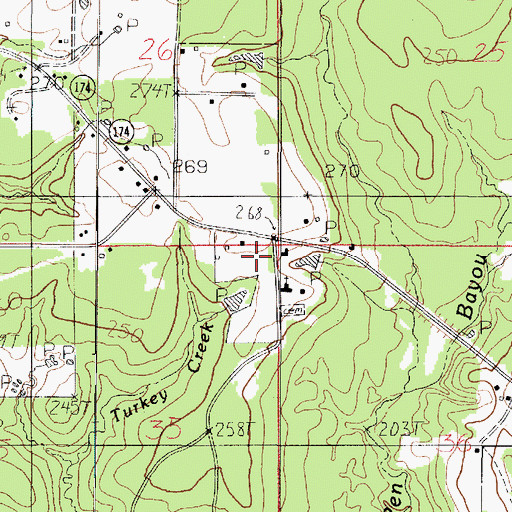 Topographic Map of Magnolia Baptist Church, LA