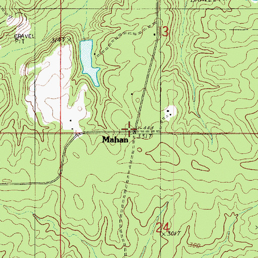 Topographic Map of Mahan, LA