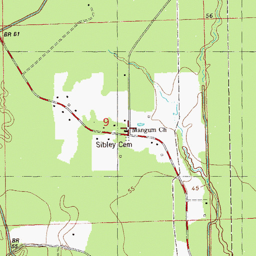 Topographic Map of Mangum Chapel United Methodist Church, LA