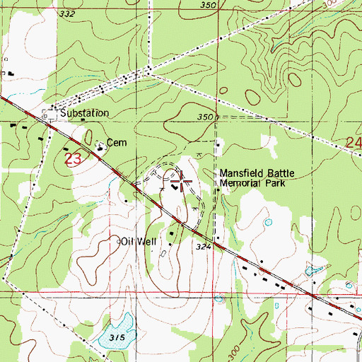 Topographic Map of Mansfield State Historic Site, LA