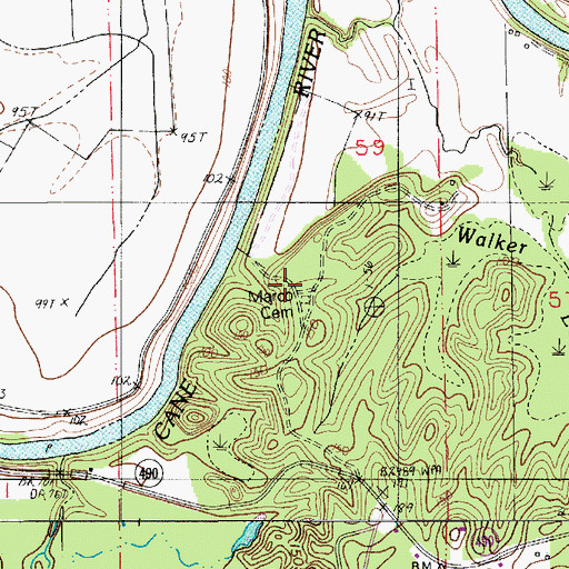 Topographic Map of Marce Cemetery, LA