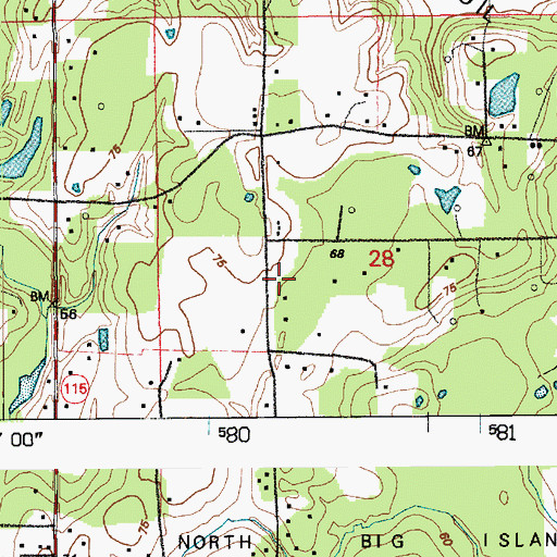 Topographic Map of Martha Chapel Free Methodist Church, LA