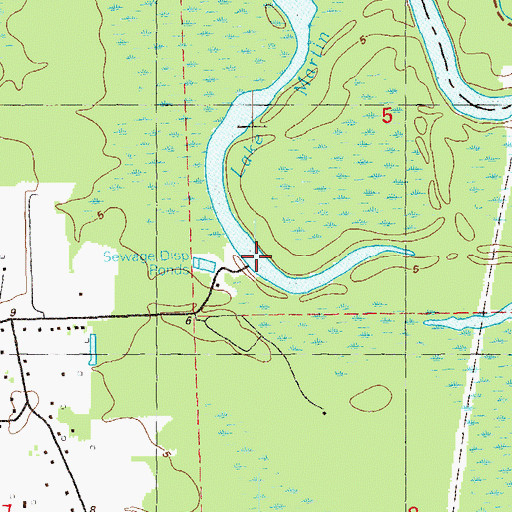 Topographic Map of Lake Martin, LA