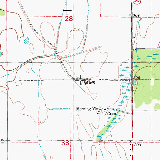Topographic Map of Thomas Cemetery, AR