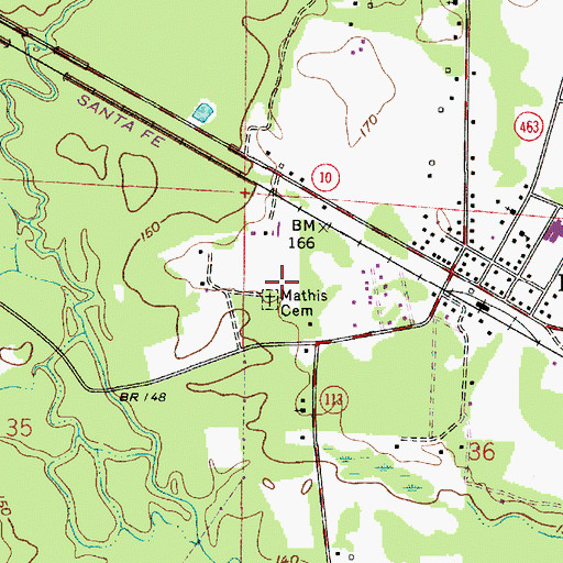 Topographic Map of Mathis Cemetery, LA