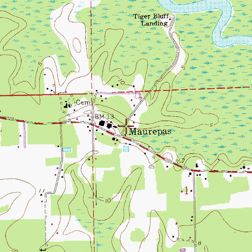 Topographic Map of Maurepas, LA