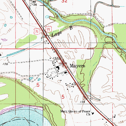 Topographic Map of Mayers, LA
