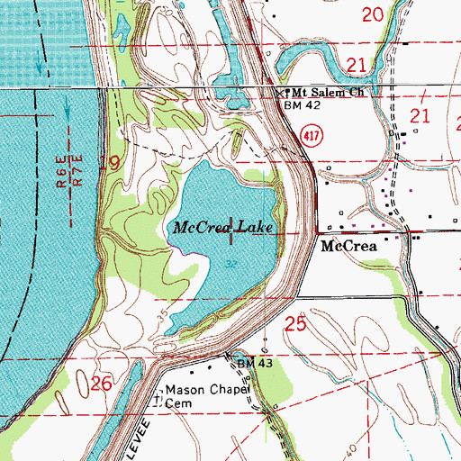 Topographic Map of McCrea Lake, LA