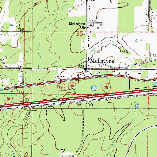 Topographic Map of McIntyre, LA