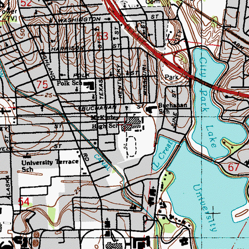 Topographic Map of McKinley High School, LA