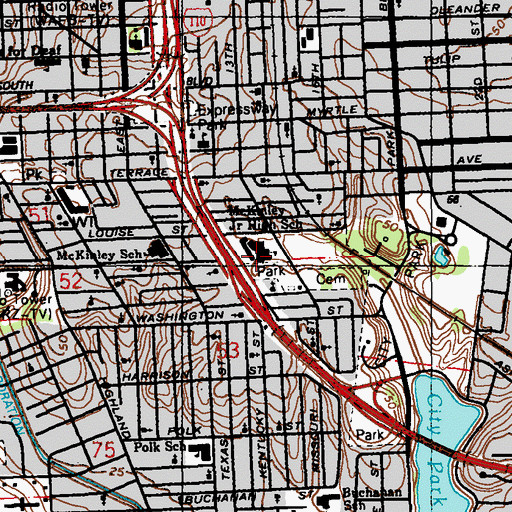 Topographic Map of McKinley Middle Academic Magnet School of Visual and Performing Arts, LA