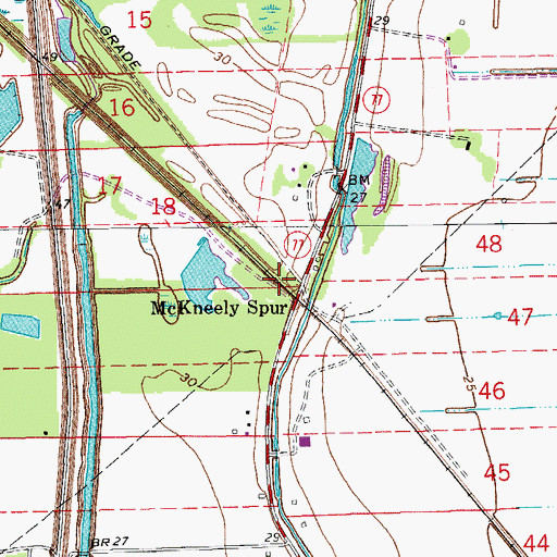 Topographic Map of McKneely Spur, LA