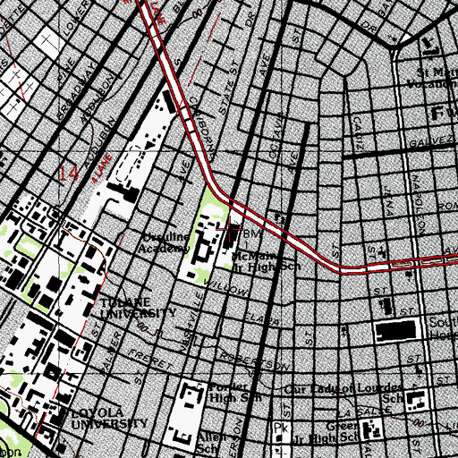 Topographic Map of Eleanor McMain Secondary School, LA