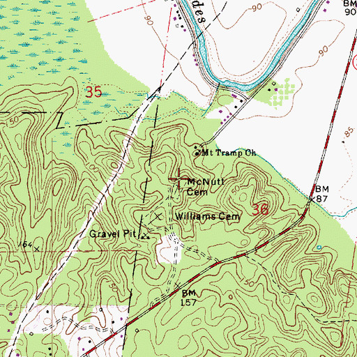 Topographic Map of McNutt Cemetery, LA