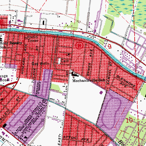 Topographic Map of East Street Alternative School, LA
