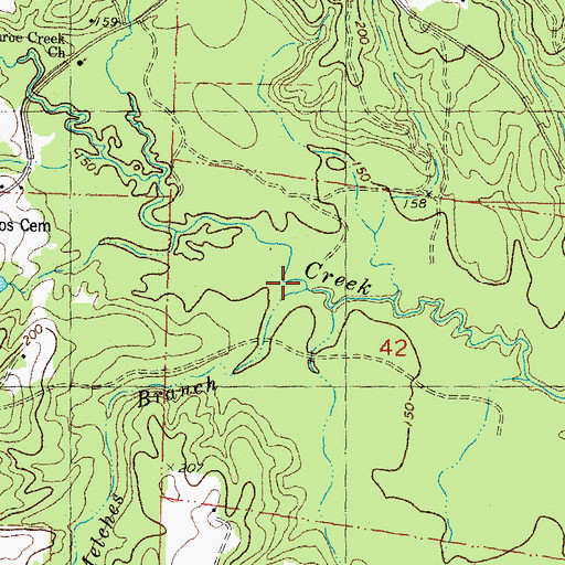 Topographic Map of Melches Branch, LA