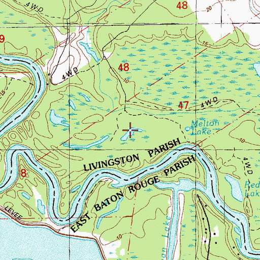 Topographic Map of Melton Lake, LA
