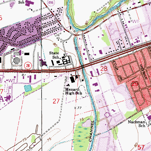 Topographic Map of Holy Savior Menard Central High School, LA