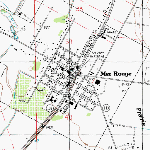 Topographic Map of Mer Rouge, LA