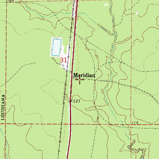 Topographic Map of Meridian, LA