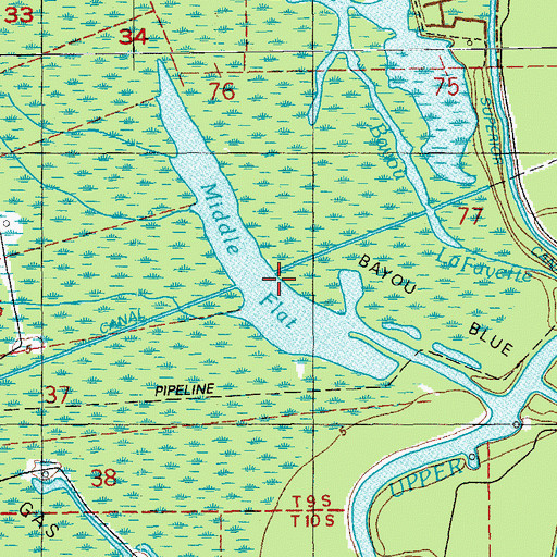Topographic Map of Middle Flat, LA