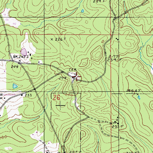 Topographic Map of Midway Baptist Church, LA