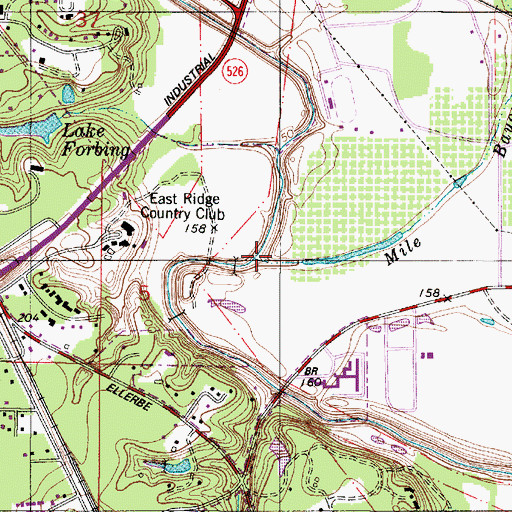 Topographic Map of Mile Bayou, LA