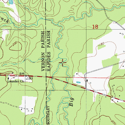 Topographic Map of Mill Creek, LA