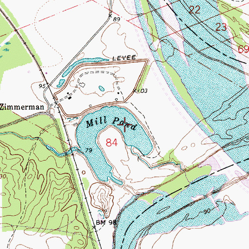 Topographic Map of Mill Pond, LA