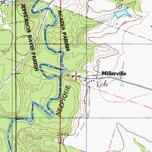 Topographic Map of Millerville, LA