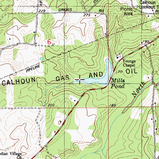 Topographic Map of Mills Pond, LA