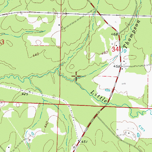 Topographic Map of Thompson Branch, AR