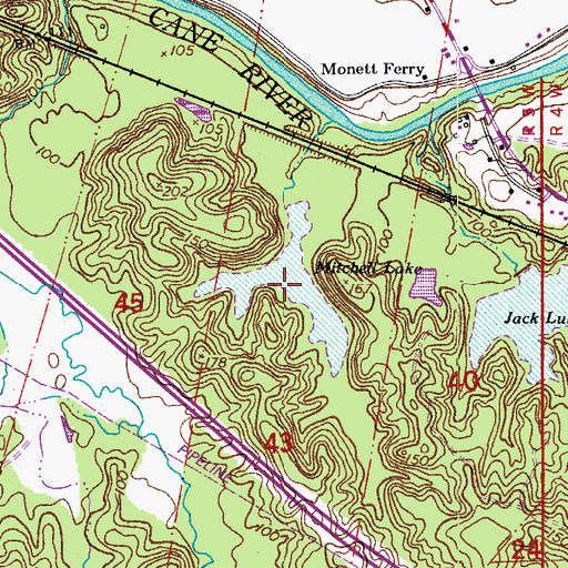 Topographic Map of Mitchell Lake, LA