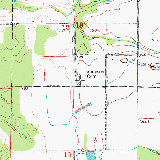 Topographic Map of Thompson Cemetery, AR
