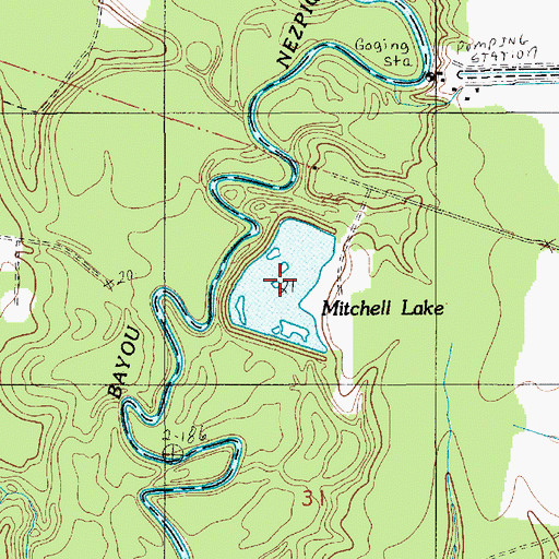Topographic Map of Mitchell Lake, LA